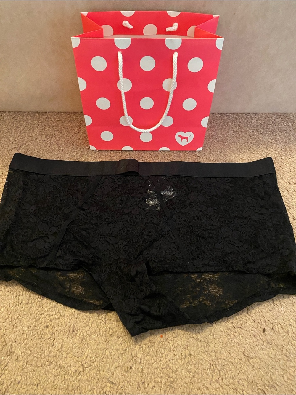 PINK Victoria's Secret Black Lace Boyshorts